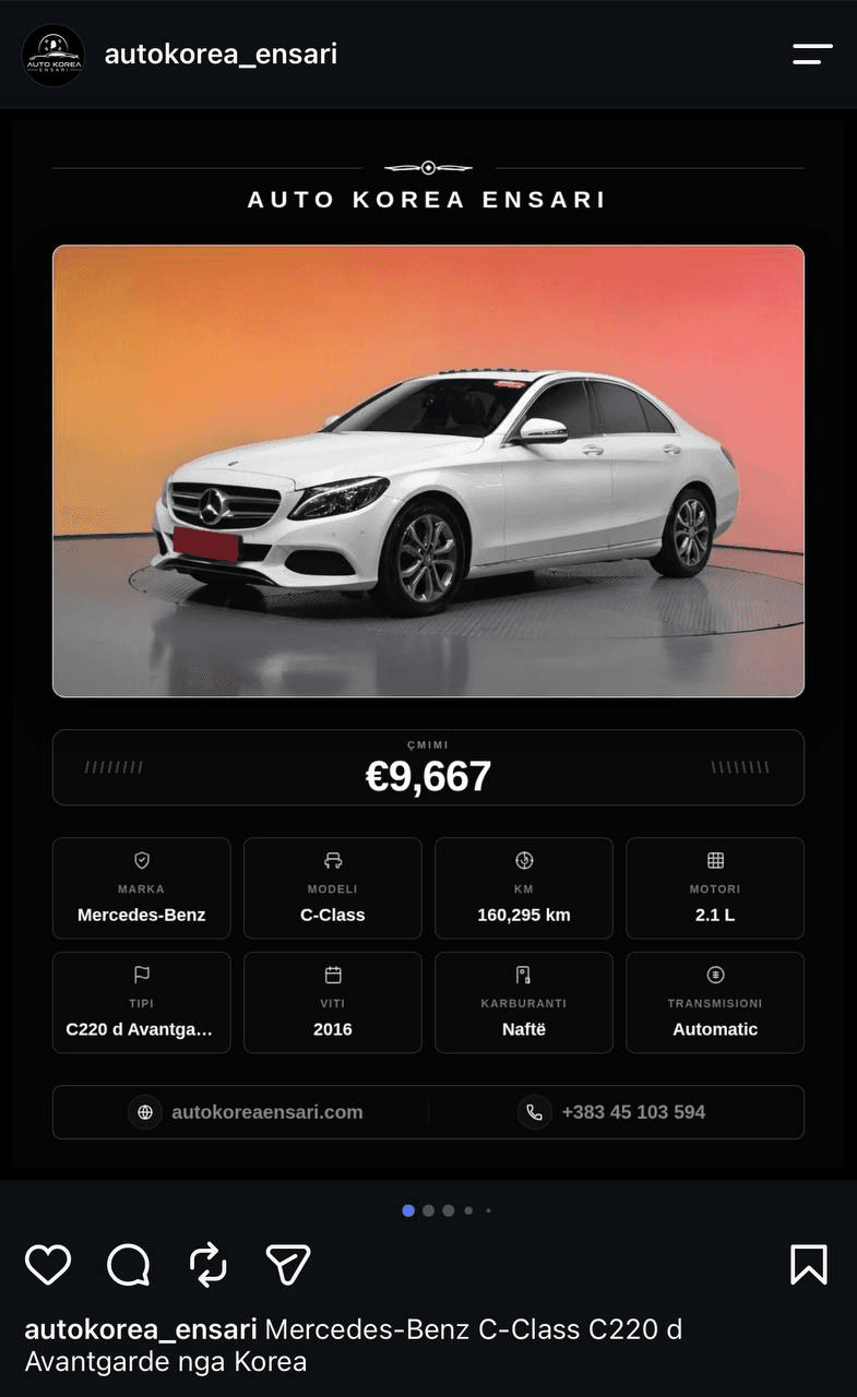 Instagram Post për Auto Korea Ensari